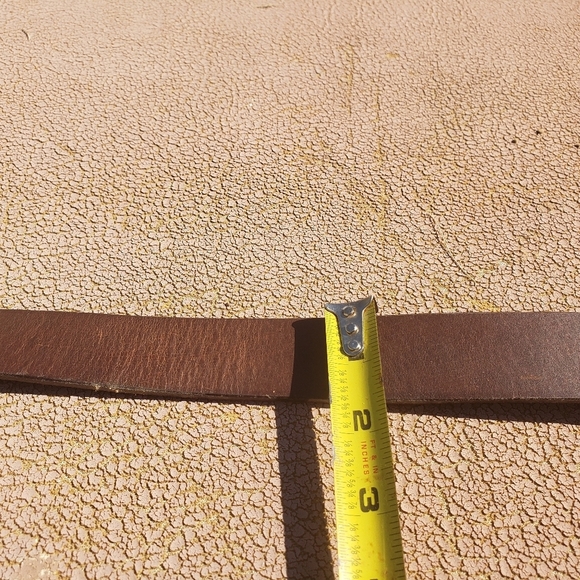 Perry Ellis Geniune Leather belt gold buckle sz 34.5" Tan Carmel - Picture 6 of 12